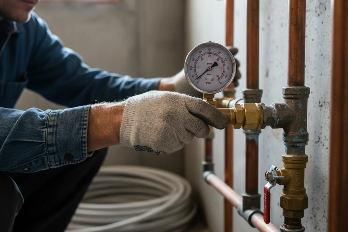 Pressure testing a repaired line during Water Line Repair in Lucerne